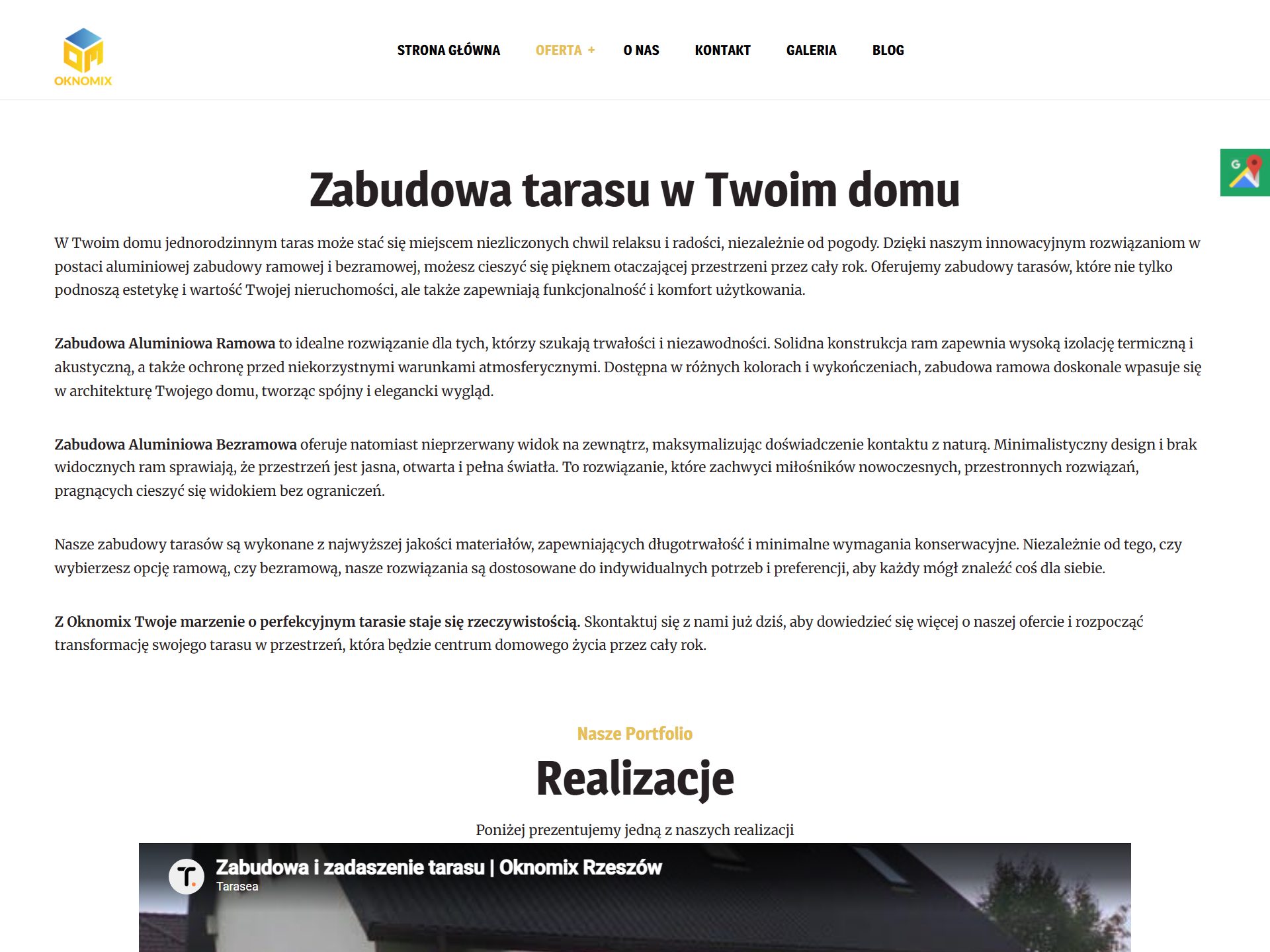 Tarasea — stara strona